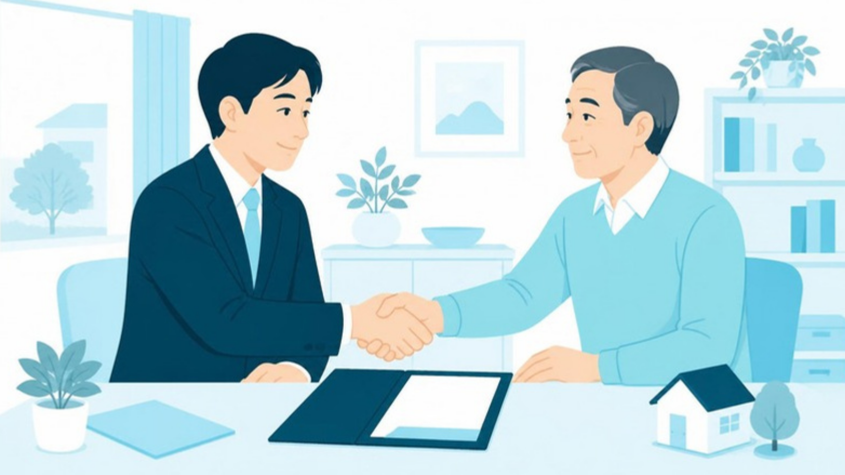 不動産会社の担当者と媒介契約を結ぶ所有者