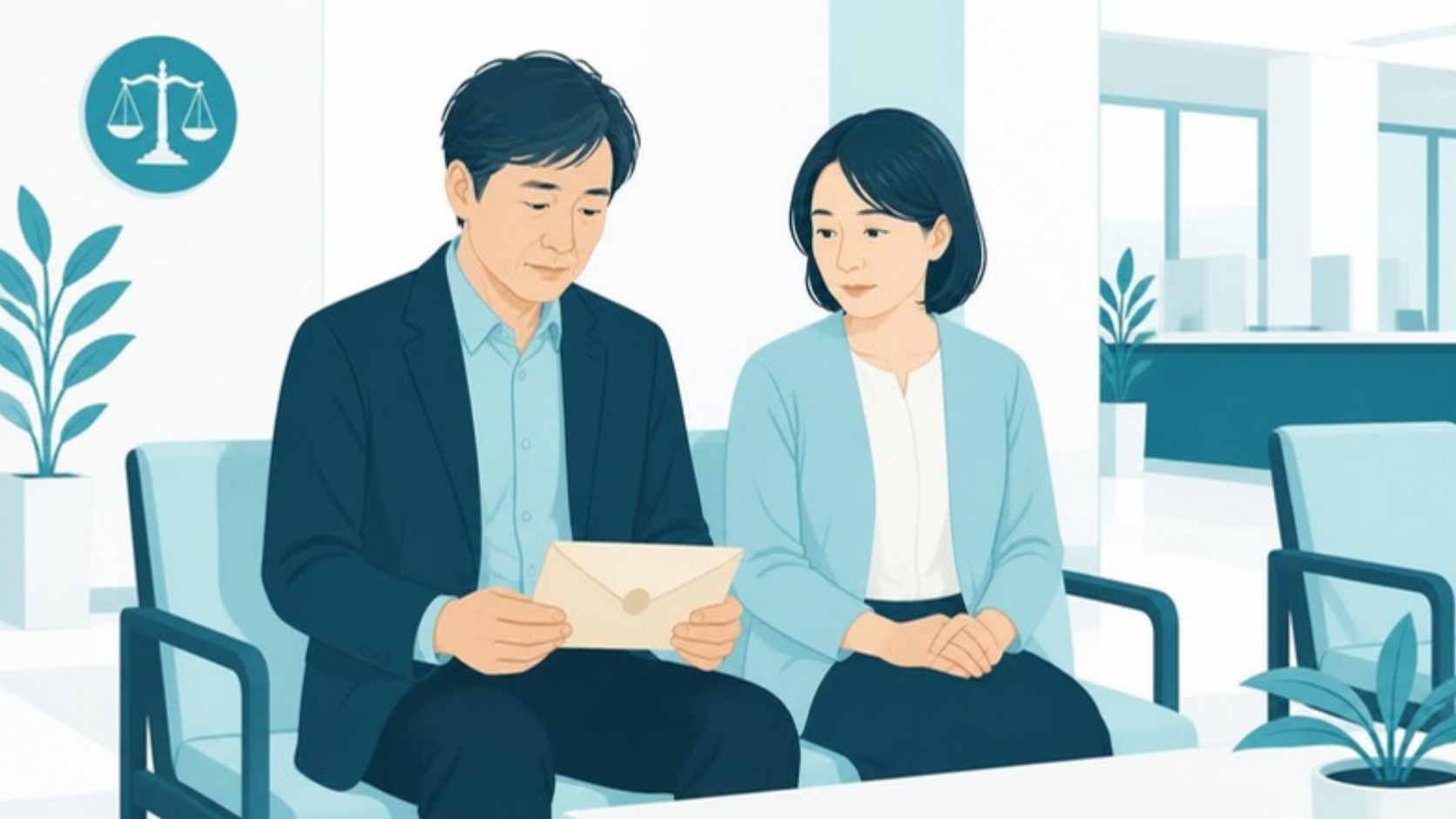 家庭裁判所の待合で検認を待つきょうだい