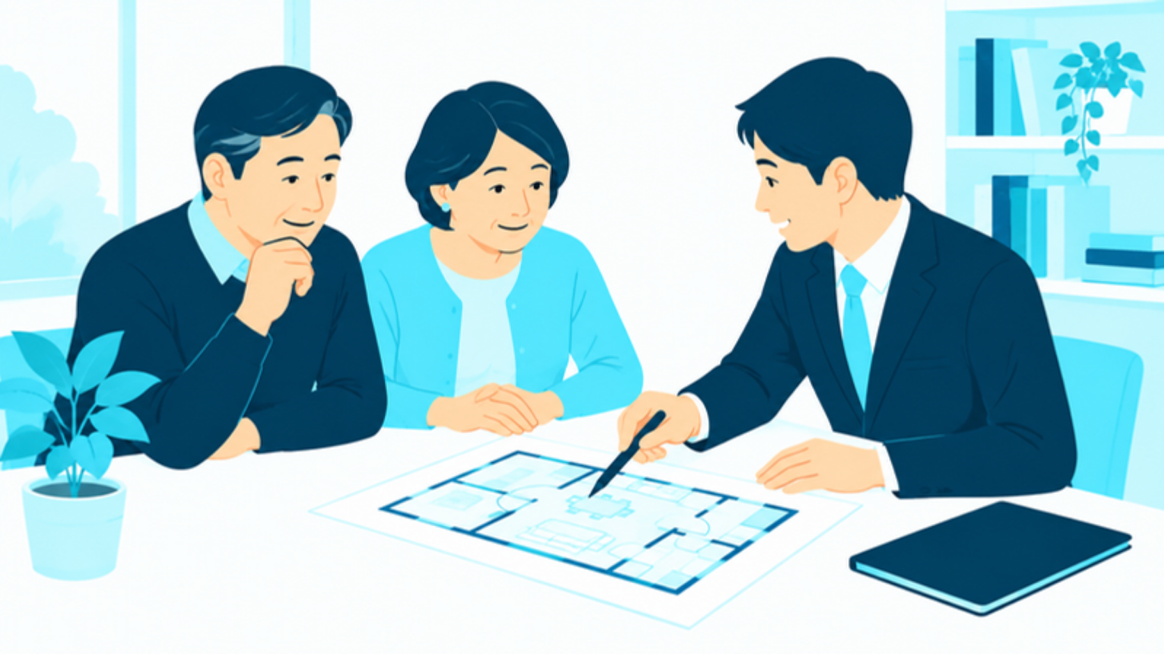 専門家に実家の名義の相談をする夫婦