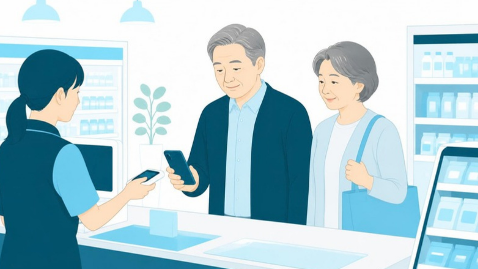 窓口で固定資産税を納める夫婦